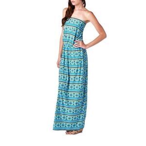 82 Days Teal Aztec Print Maxi Dress